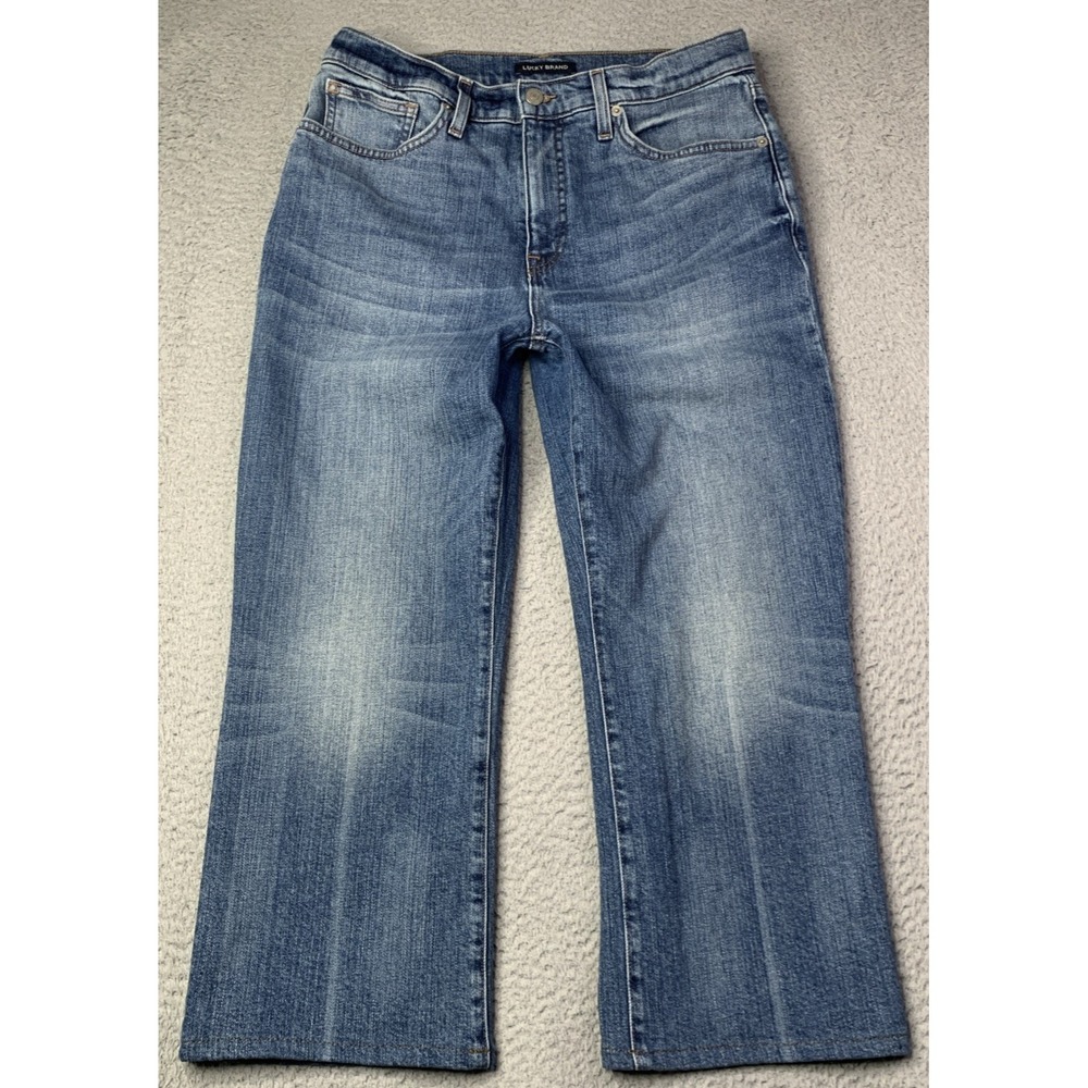 Lucky Brand Jeans Womens Size 12 High Rise Crop Mini Boot Bridgette Medium Wash